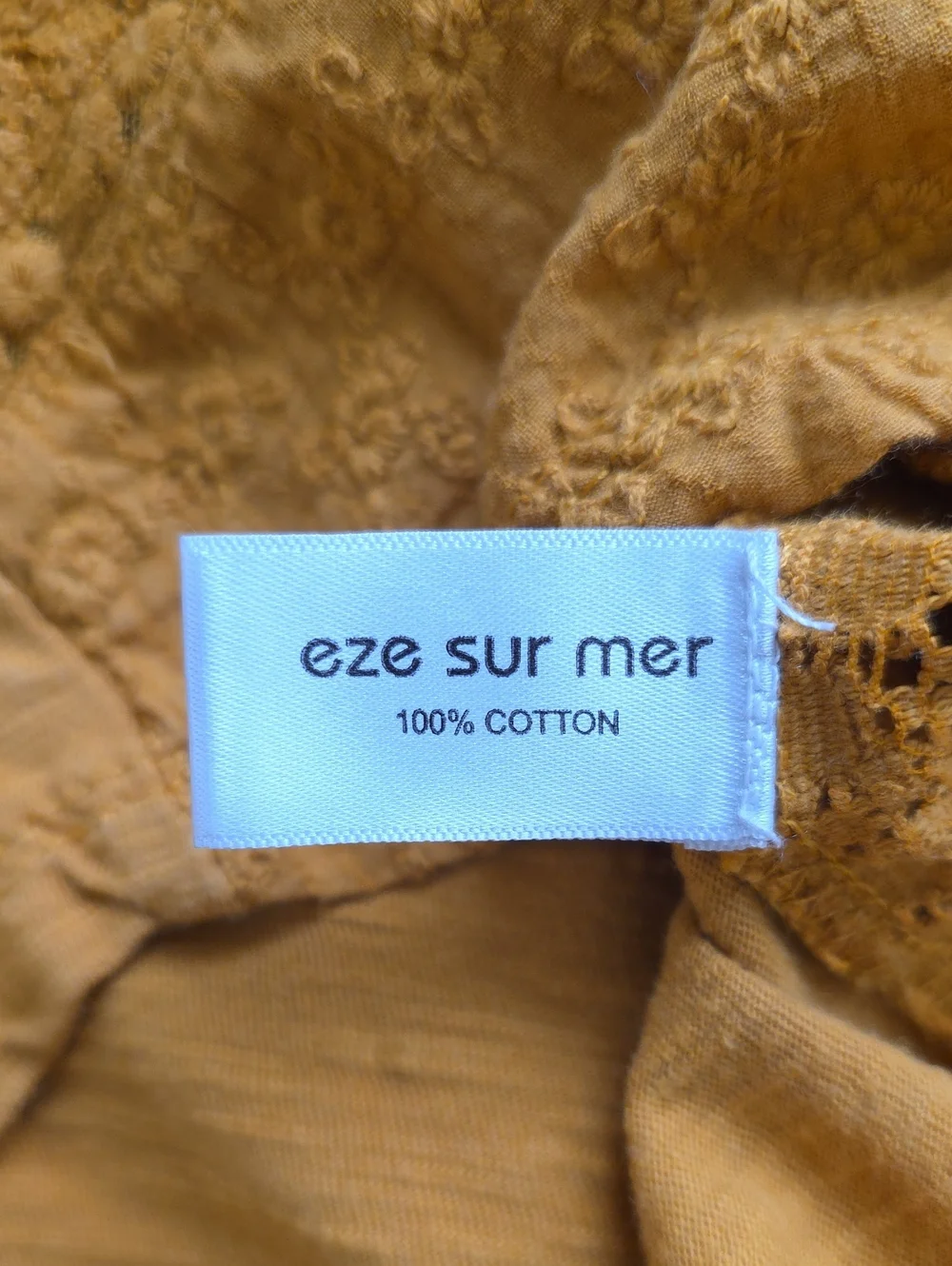 Anthropologie Eze Sur Mer Mustard Piana Eyelet Boho Top - Size XS